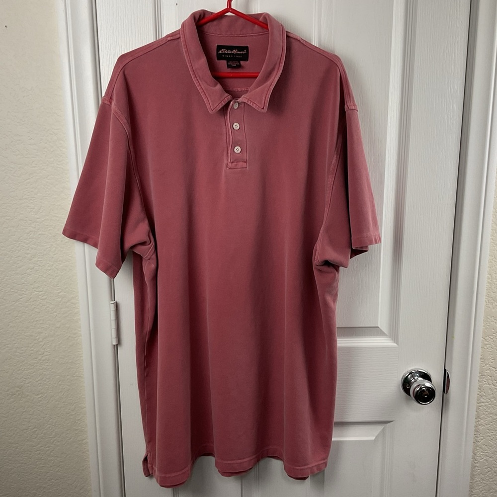 Eddie Bauer Men’s Y2K Rust Red Heavy Weight Polo Shirt, Size XXXL